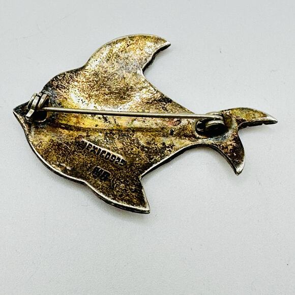 Vintage Mexico 925 Abalone Inlay Fish Brooch MR Melesio Rodriguez Pin Whimsical - Picture 4 of 8